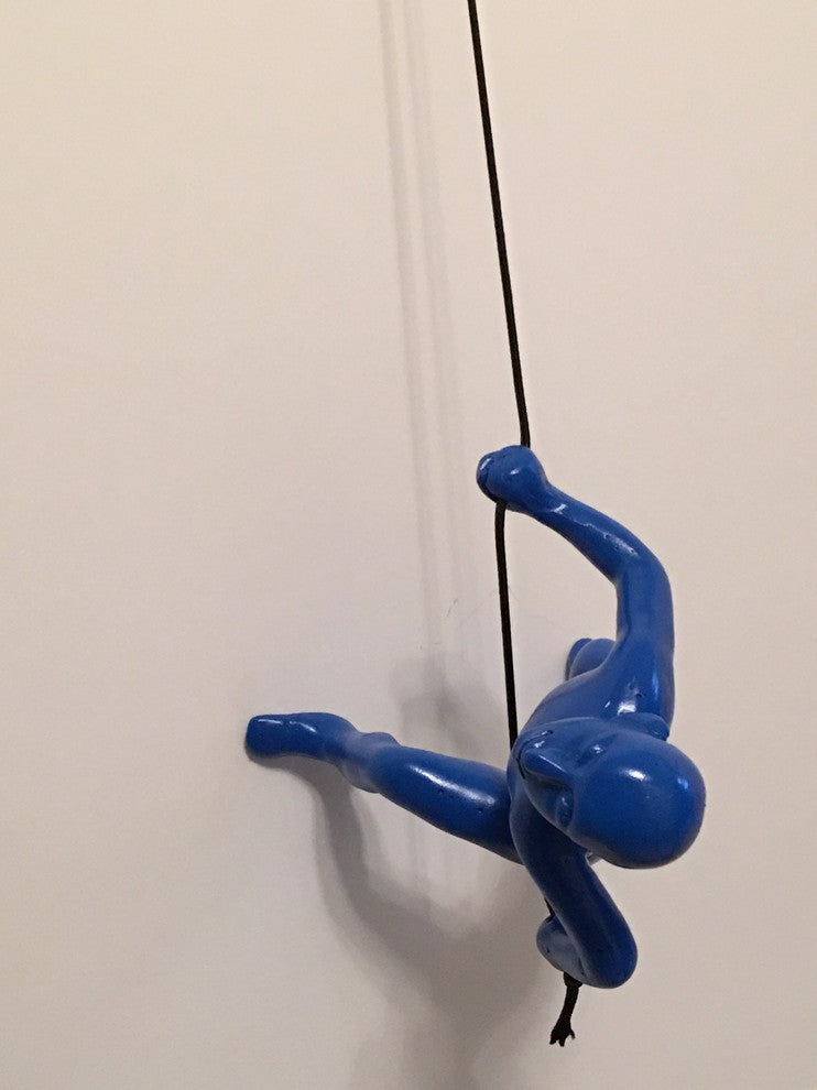 BLUE Climbing Man Position 1- HANGING WALL ART!