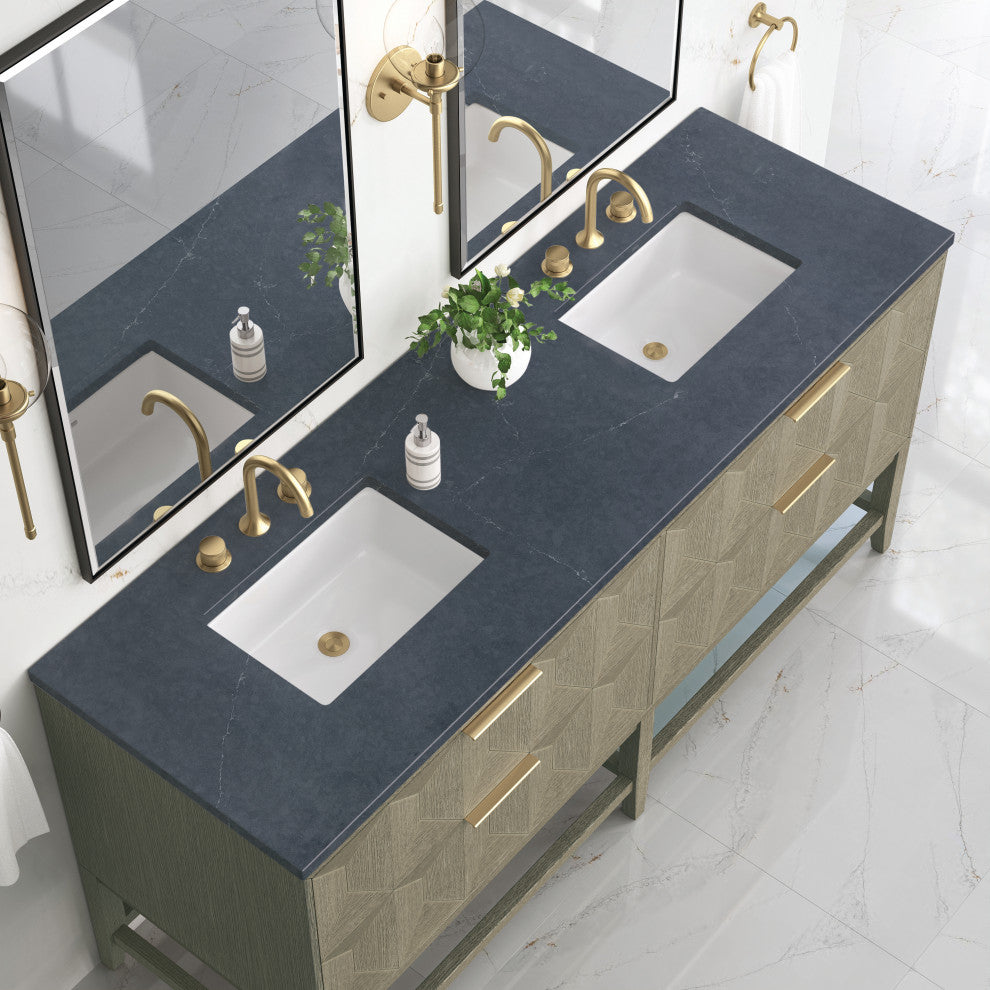 Emmeline 72" Double Vanity, Pebble Oak, Charcoal Soapstone