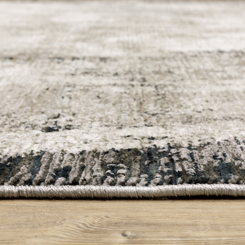 Noble Industrial Abstract Grey/ Ivory Indoor Area Rug, Grey, 9'10"x12'10"
