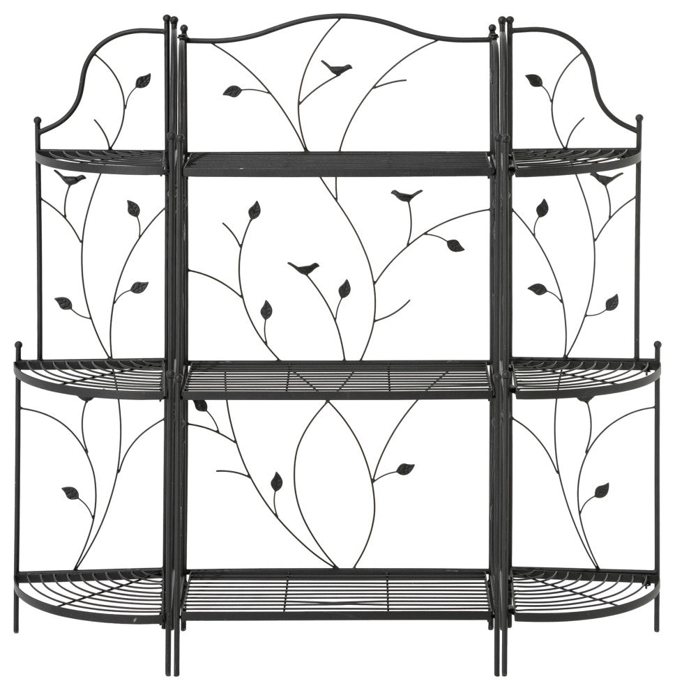 44.75"H 3-Tiered Black Metal Corner Shelf Plant Stand