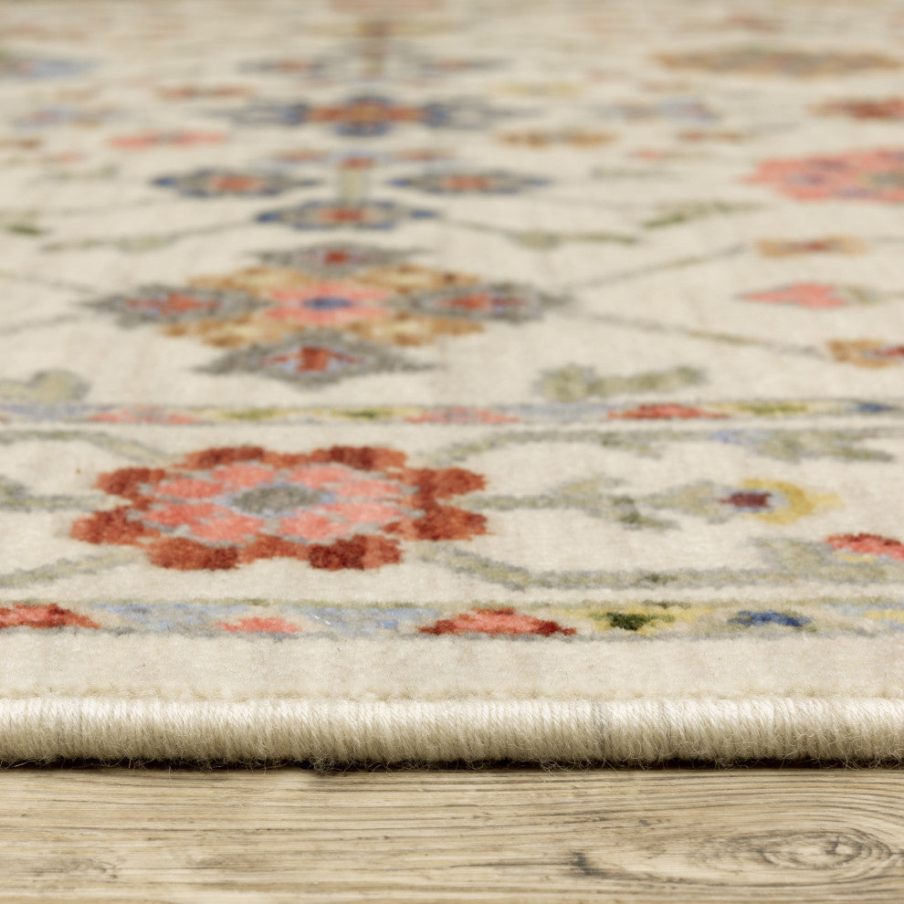 Leoness Floating Floral Indoor Area Rug, Ivory, 2' x 6'