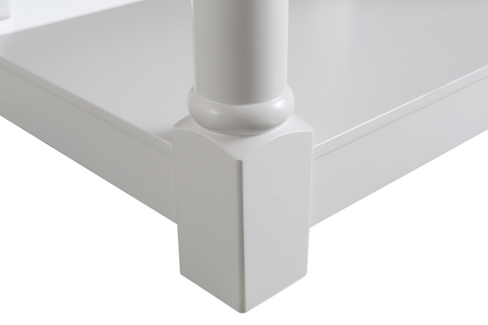 Monterey White 36" Kitchen Island With Dark Walnut Veneered Wood Countertop