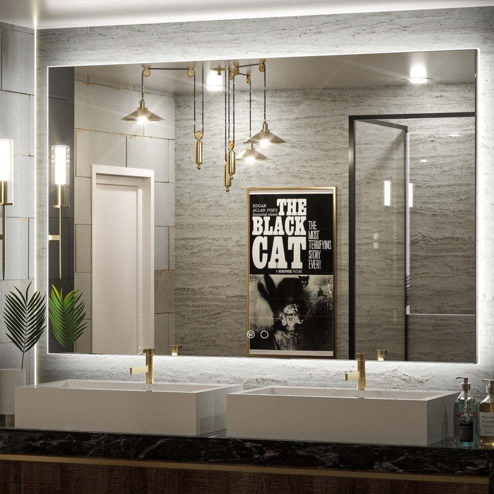Backlit 3-Color LED Mirror for Bathroom, Anti-Fog Dimmable, 55x36