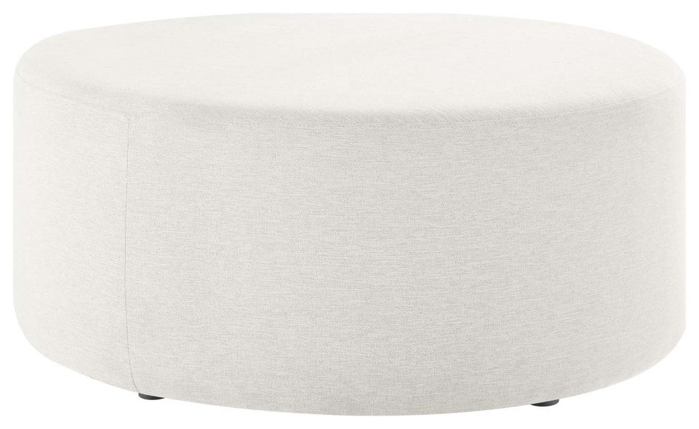 Callum Large 38" Round Woven Heathered Fabric Upholstered Ottoman