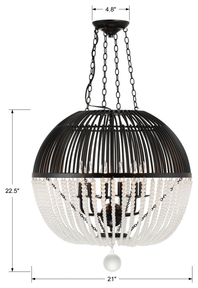 Crystorama Lighting Group DUV-626 Duval 6 Light 21"W Pendant - Matte Black