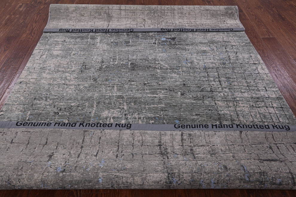 Wool and Silk Hand Knotted Abstract Rug 6' 2" X 9' 0" Q7191