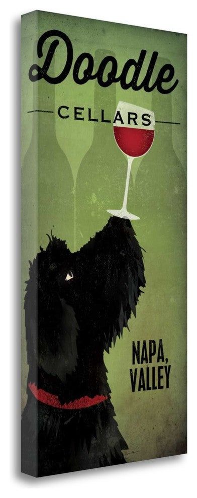 "Doodle Wine II Black Dog" By Ryan Fowler, Giclee Print on Gallery Wrap Canvas