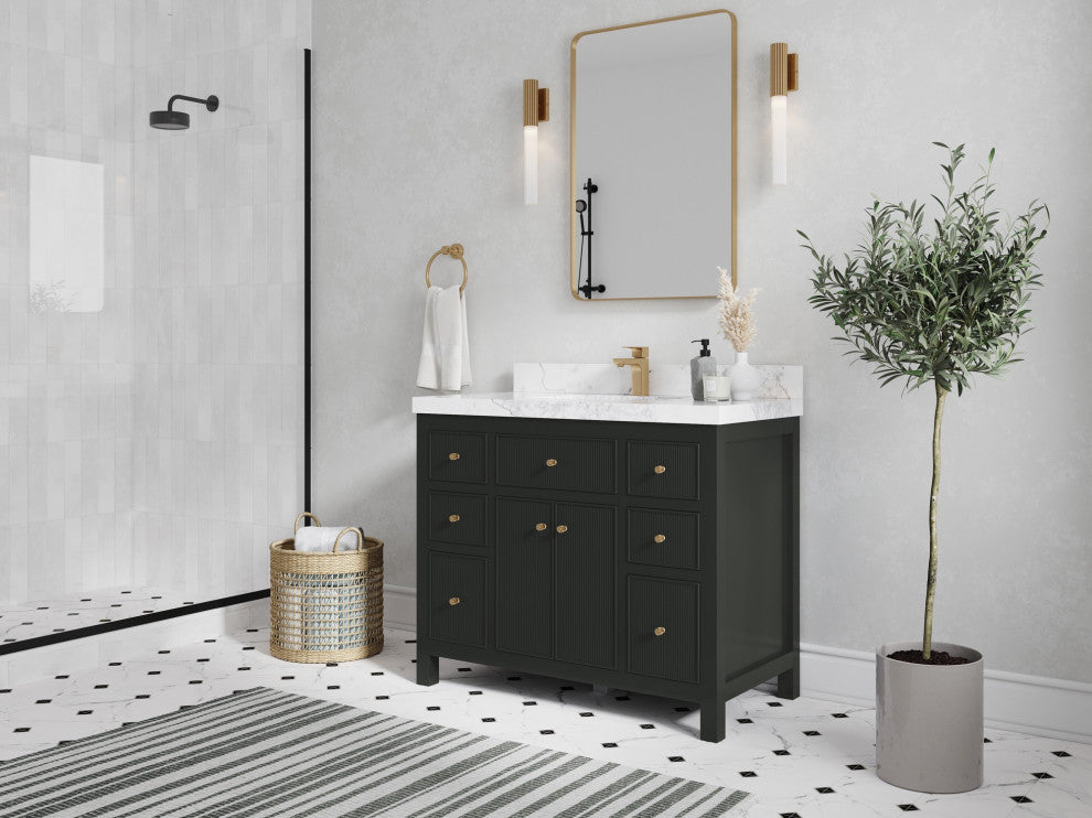 Sonoma 42" Single Sink Bath Vanity in Black Top, 2"  Viola Brown