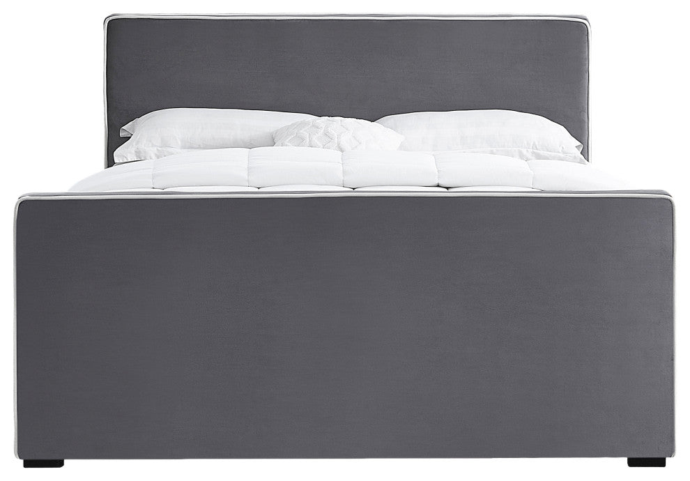 Dillard Velvet Upholstered Bed, Gray, King
