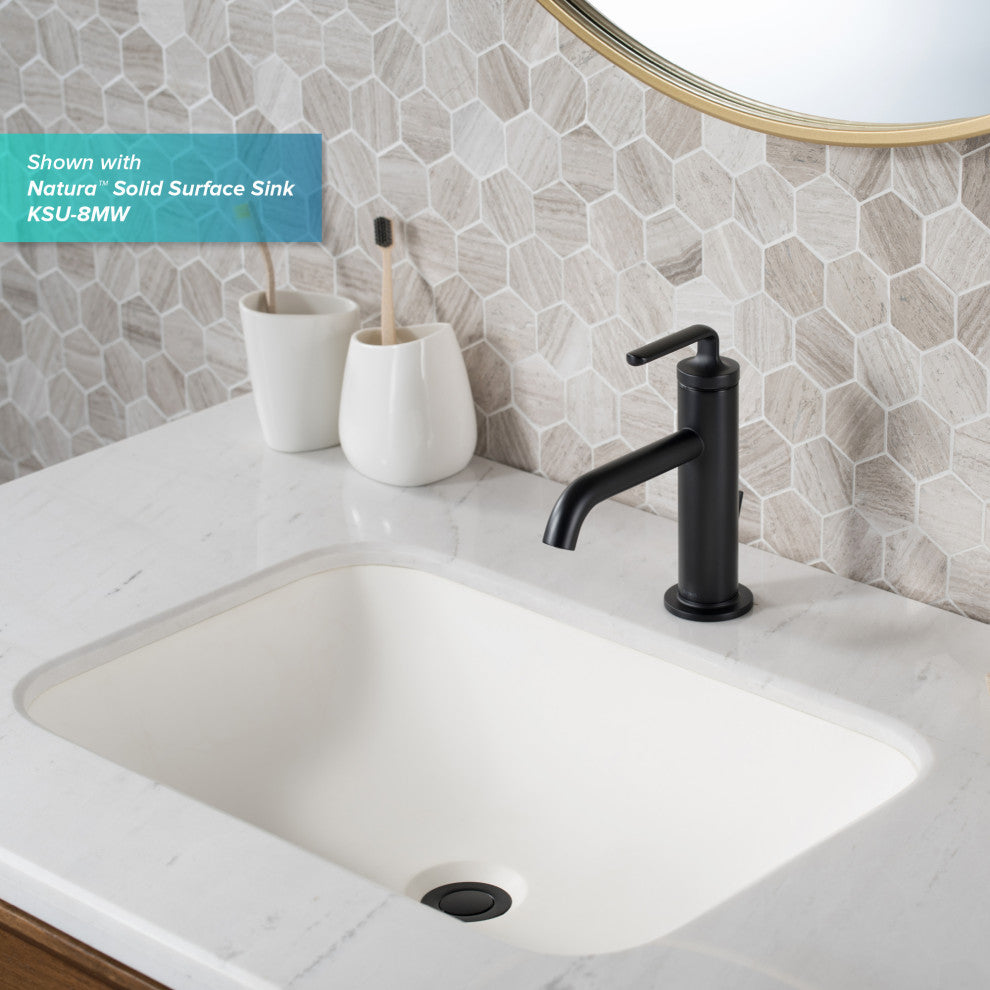 Kraus Ramus Single Handle Basin Faucet, Lift Rod Drain, Matte Black, Set of 2