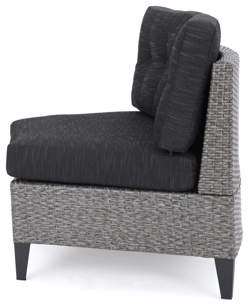 GDF Studio 10-Piece Currituck Outdoor Mixed Black Wicker Sofa, Dark Gray, Set