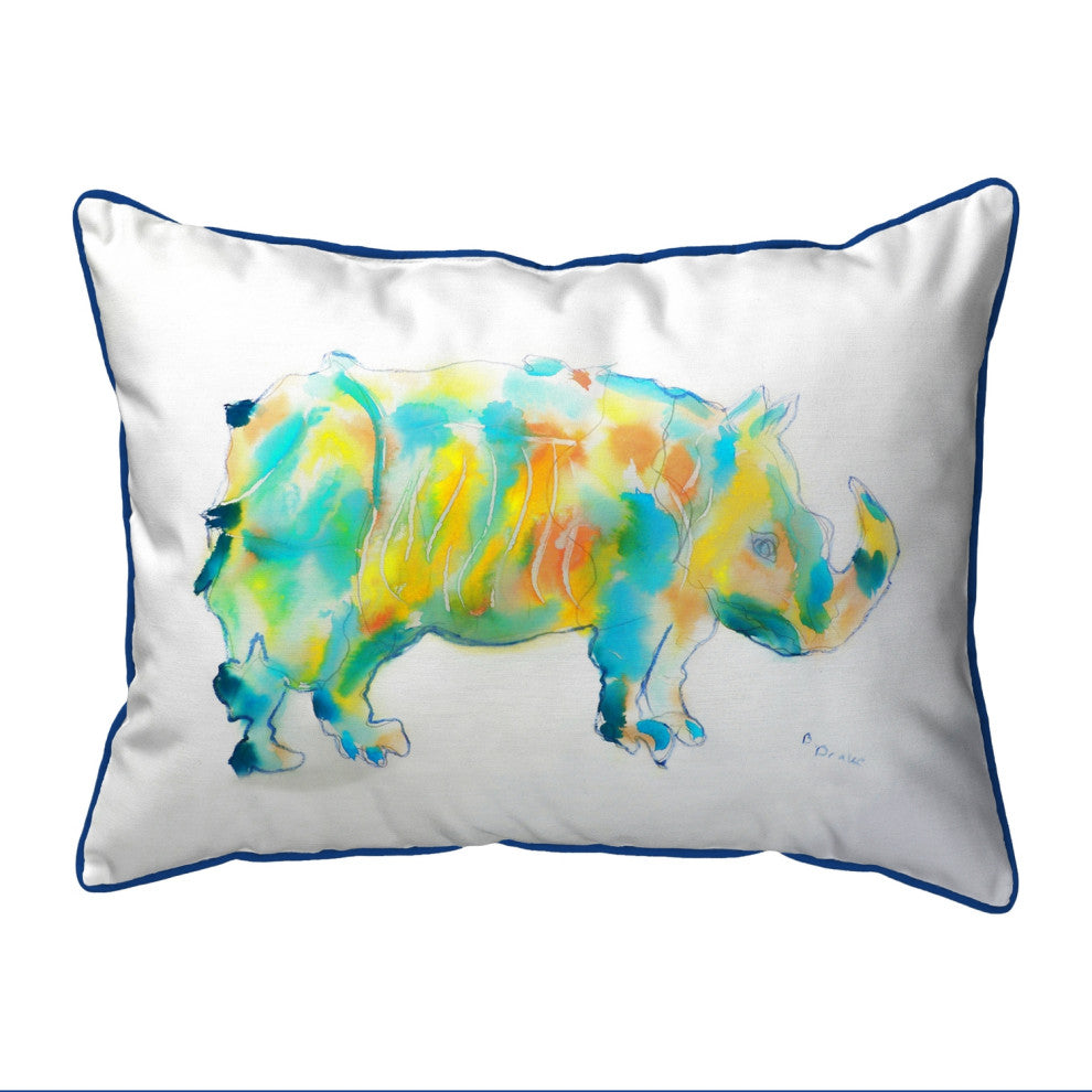 Betsy Drake Rhino Large Indoor/Outdoor Pillow 16x20