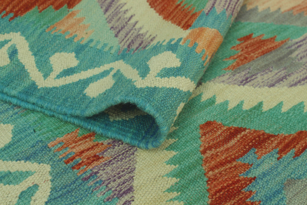 Sun Faded Kilim Mustafa Light Blue/Rust Runner, 2'6x7'11