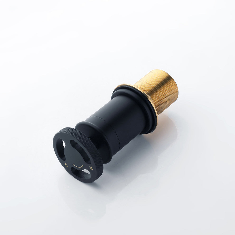 Deck Mounted Two Holes Bathroom Sink Faucet, Matte Black