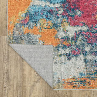Sasha Abstract Impressions Machine Washable Multi-colored Area Rug Mat 5' x 7'