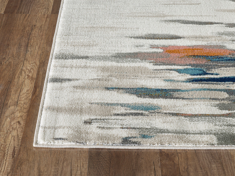 Abani Porto PRT140A Contemporary Orange and Blue Abstract Area Rug