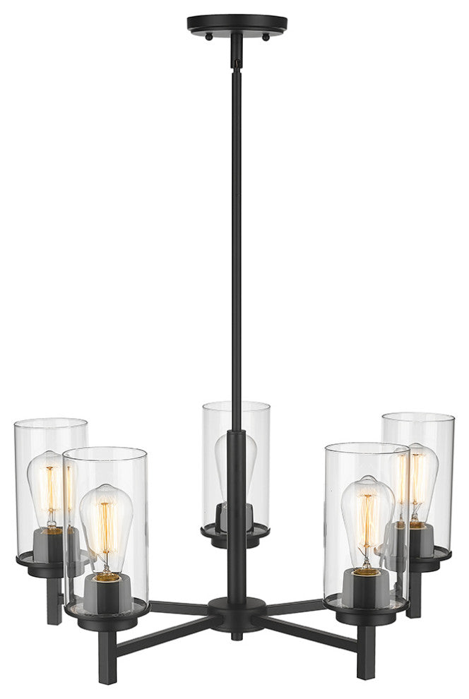 5 Light 30" Matte Black Chandelier