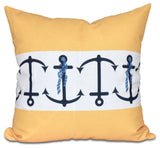 Anchor Stripe, Stripe Print Pillow, Yellow, 16"x16"