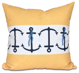 Anchor Stripe, Stripe Print Pillow, Yellow, 16"x16"