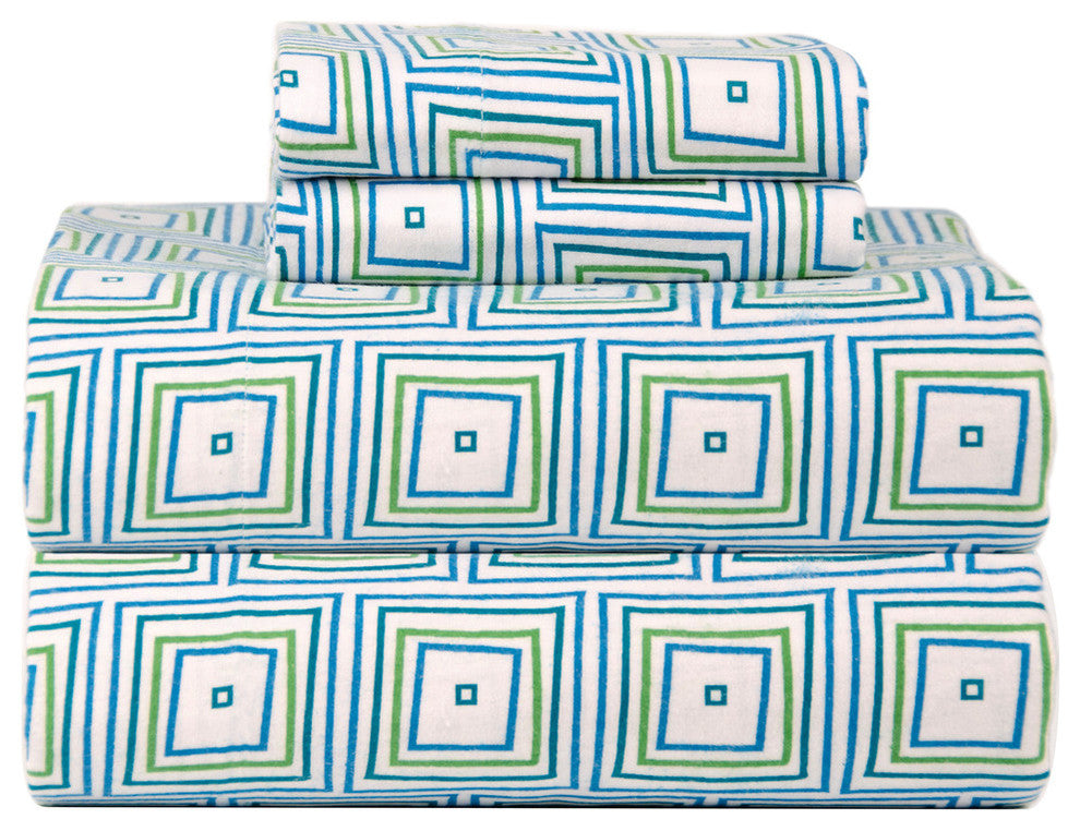 Celeste Home Flannel Sheet Set, Matrix, Queen