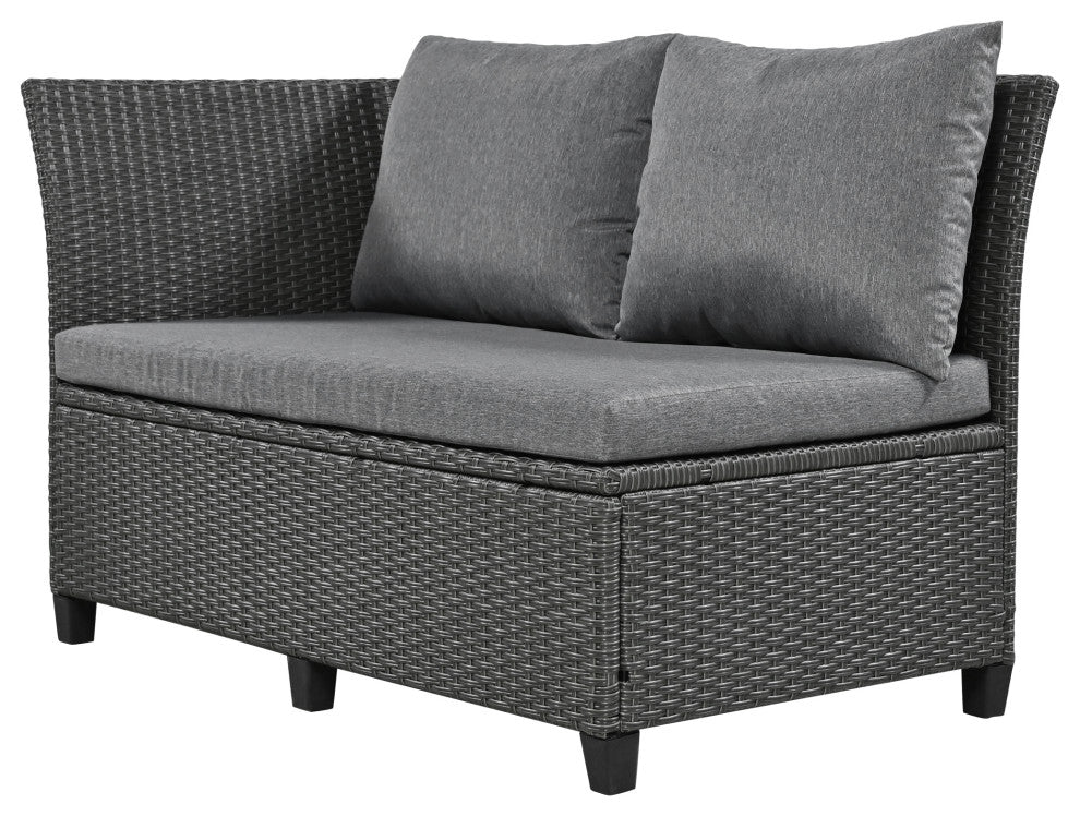 5-Piece Outdoor Wicker Patio Sofa Set, Grey