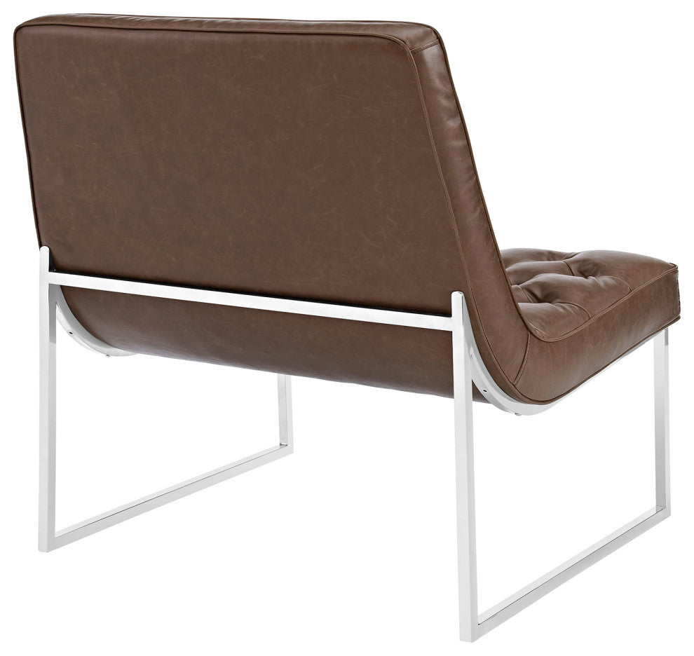 Modern Brown Ibiza Upholstered Vinyl Lounge Chair