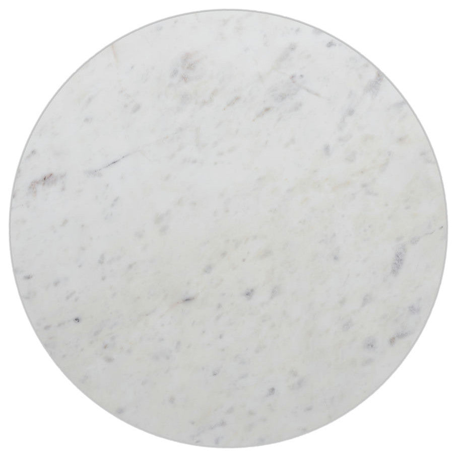 Round White Marble Coffee Table, Black Gold Cocktail Table Hollywood Glam Modern