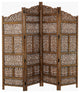Benzara BM01875 Villa Este Wood Room Divider 4 Panels Carved Screen