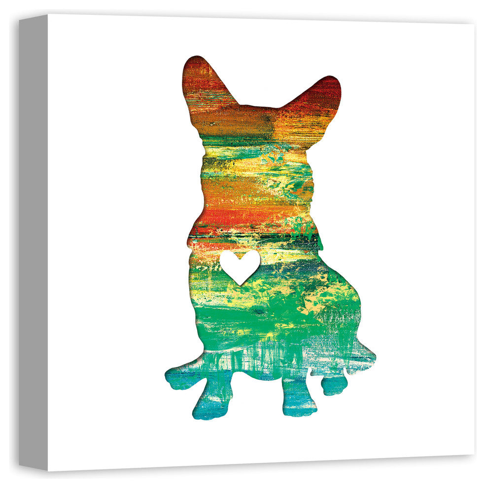 Designs Direct Creative Group Paint Silhouette Corgi 20x20 Canvas Wall Art
