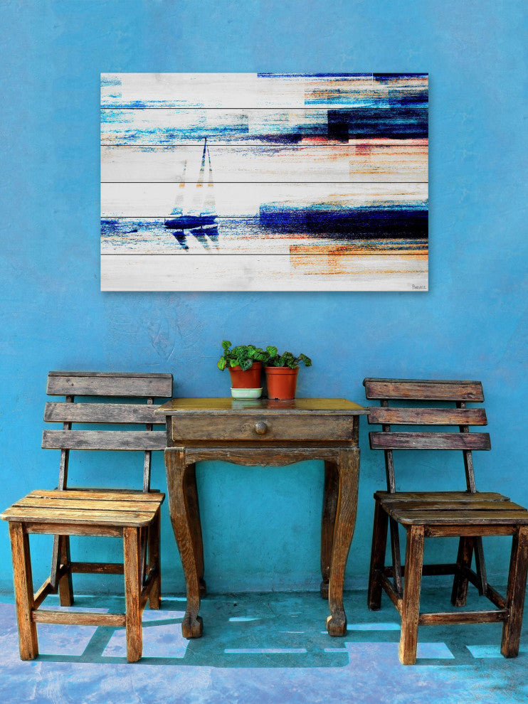 "Aegean Sea" UV Ink Print on White Wood60"x40", 60"x40"