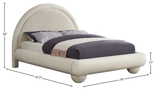 Madrid Upholstered Bed, Cream, Queen, Velvet