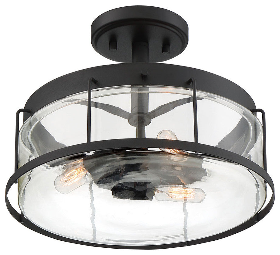 Quoizel LUD1713 Ludlow 3 Light 14"W Semi-Flush Drum Ceiling - Earth Black