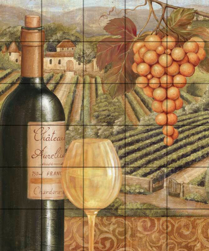 Tile Mural Kitchen Backsplash French Vineyard III-CB by Color Bakery