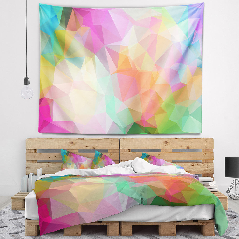 Multi Color Polygonal Mosaic Pattern Abstract Wall Tapestry, 92"x78"
