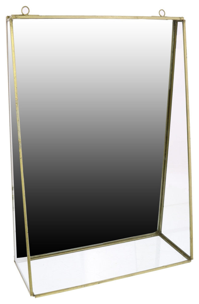 Jumbo Gold Metal Vanity Mirror With Shelf