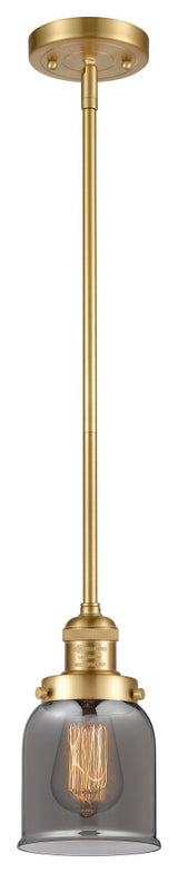 Small Bell 1 Light Mini Pendant, Satin Gold, Plated Smoke