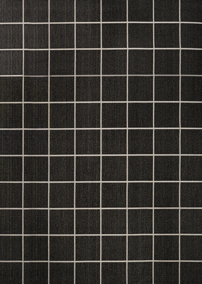 Grid Modern Squares Indoor/Outdoor Area Rug, Black/Cream, 8x10