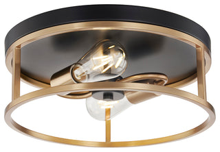 Knox Round Flush Mount 2-Light Matte Black/Brass