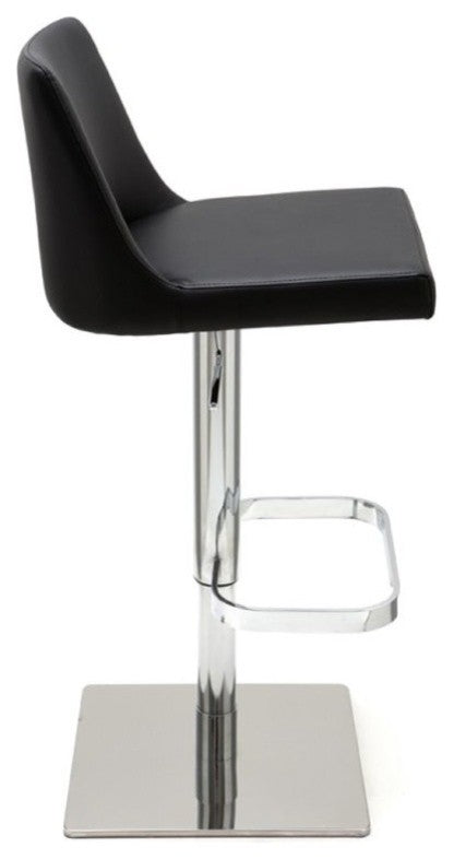 Rome Adjustable Bar Stool Naugahyde Leather, Black
