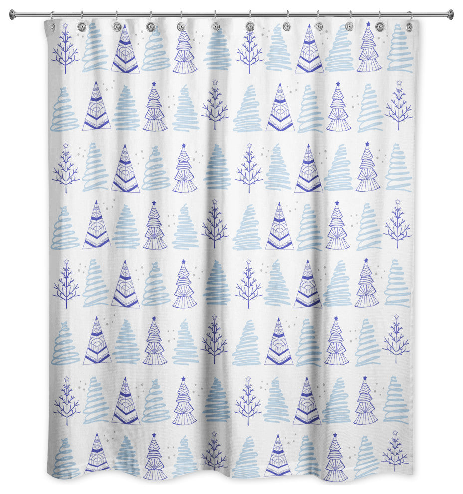 Christmas Tree Doodle 71x74 Shower Curtain