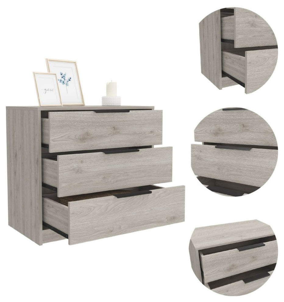 Egeo 3 Drawers Dresser, Light Gray
