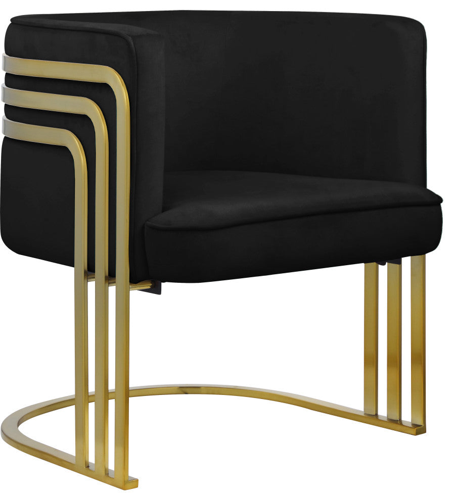 Rays Velvet Upholstered Accent Chair, Black