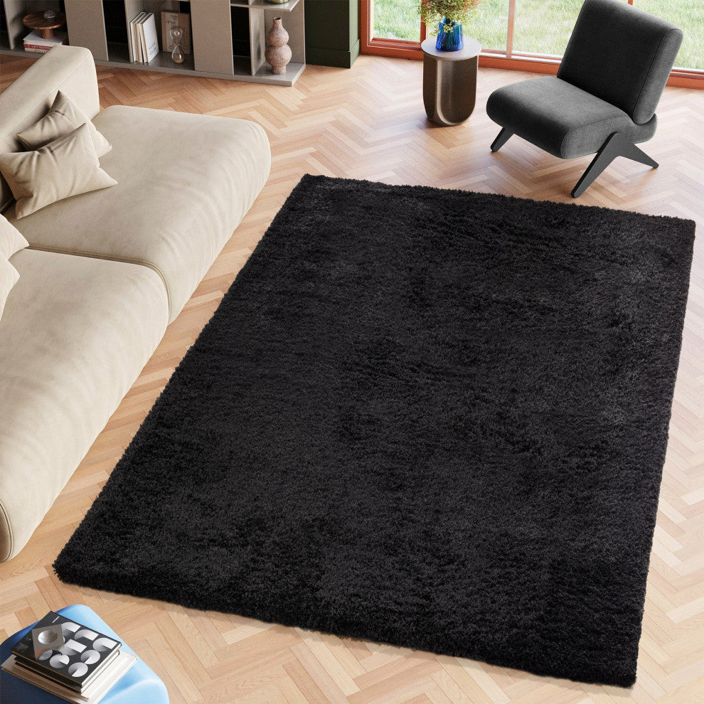 Shag Ivy Black/Rug, Black, 4'3"x6'