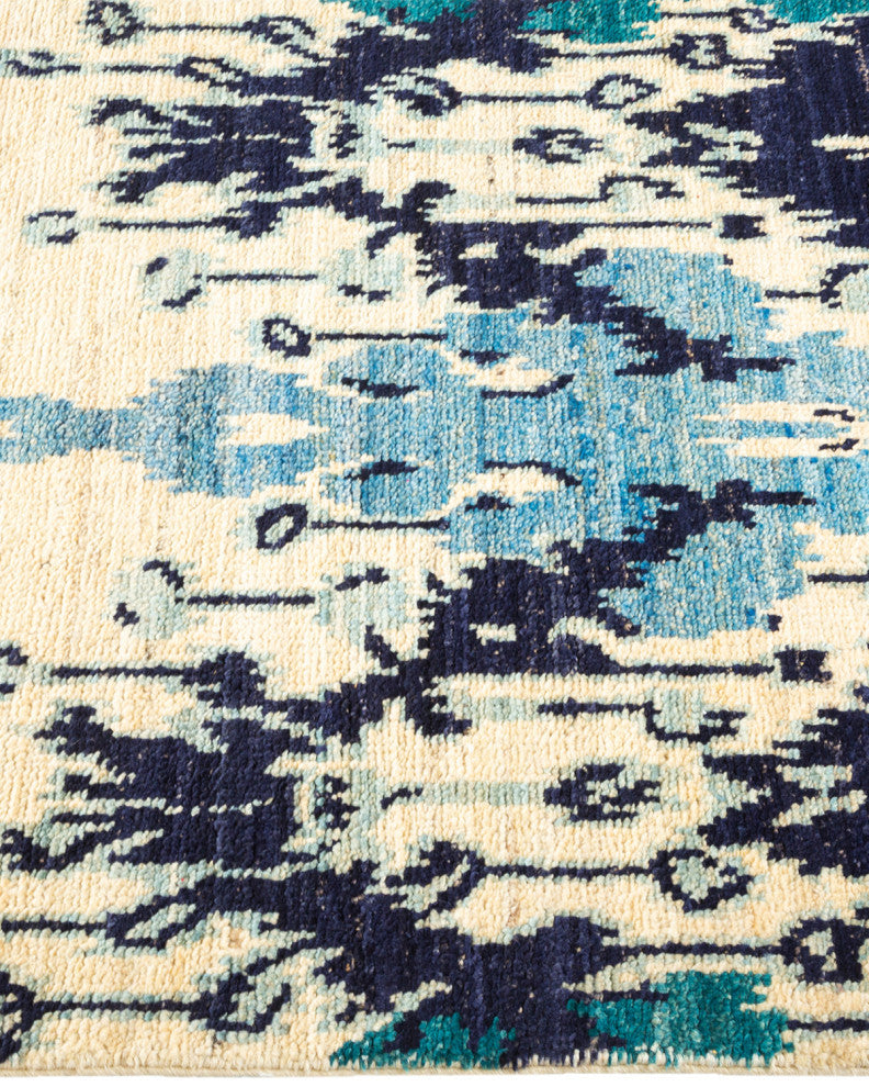 Modern, One-of-a-Kind Hand-Knotted Area Rug Ivory, 2'7"x8'7"