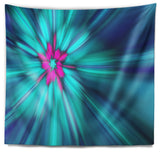 Rotating Blue Fireworks Floral Wall Tapestry, 92"x78"