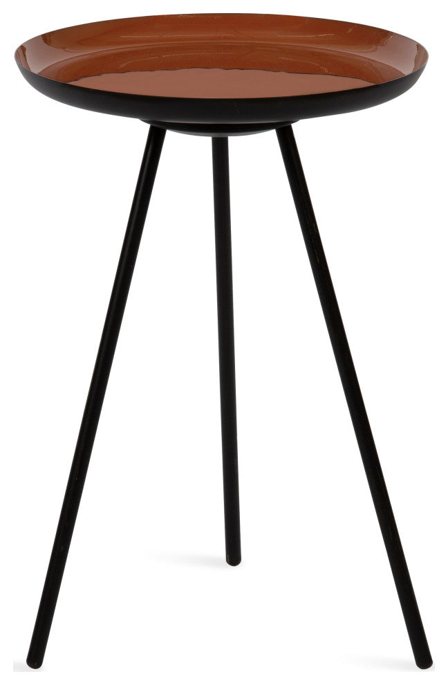 Laranya Round Metal Side Table, Red/Black 15x15x22.5