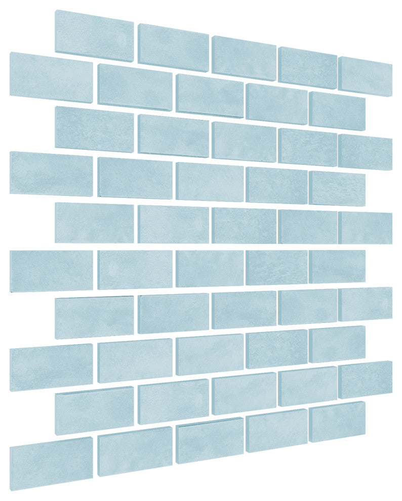 CastelloUSA Anacleto Ceramic Pressed 1"x2" Mosaic Tile, Light Blue