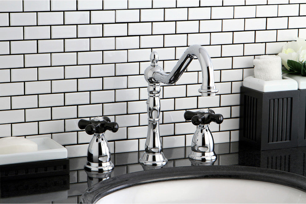 Kingston Brass Widespread Bathroom Faucet With Brass Pop-Up, Polished Chrome