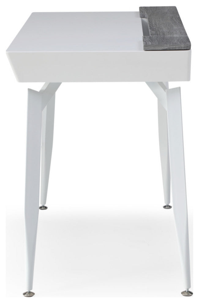 Loft Lyfe Arwen Desk, 3 Storage Drawers, Extra Storage on Top, White/Gray