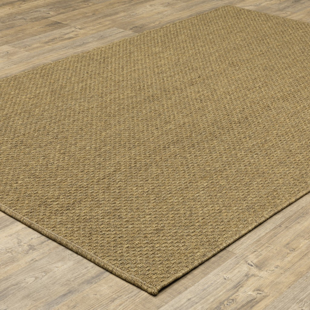 8"x11" Solid Tan Indoor Outdoor Area Rug